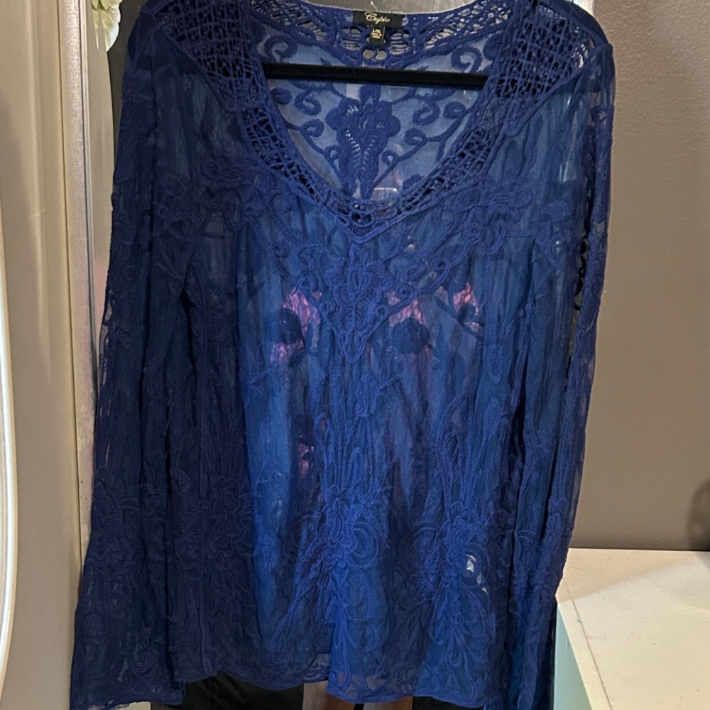 Cupio Royal Blue Lace Blouse